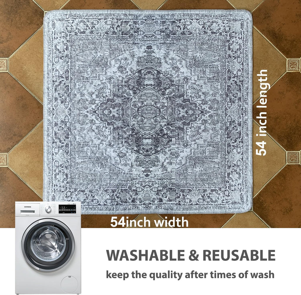 nunubaby Washable Pee Pads for Dogs, Stylish, Non-Slip and Leak-Proof Pee Pads. Reusable Potty Pads for Dogs for Crates and Floors.(Gray/Geo,54" x54" )