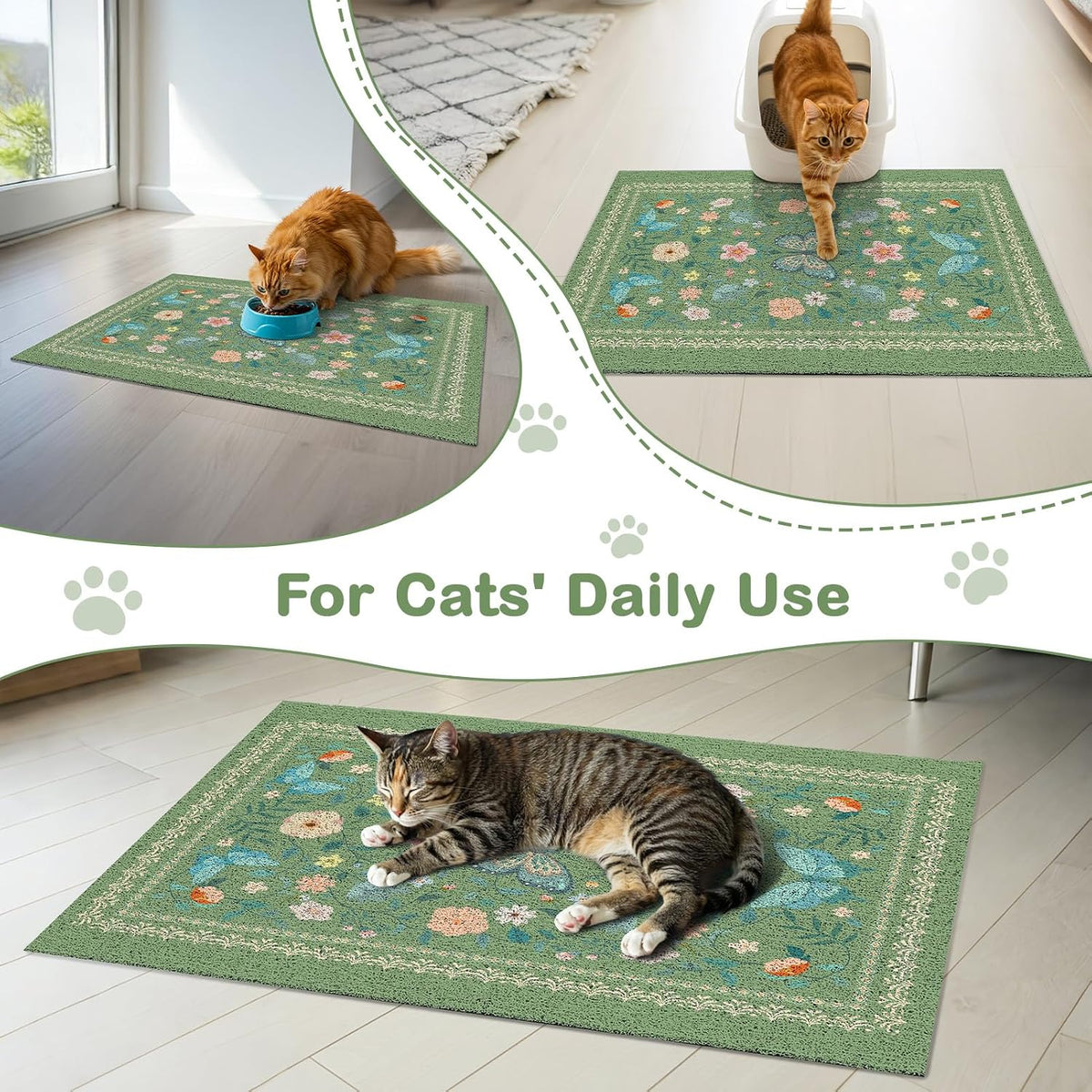 Unicorn Catcher 40"x30" Cat Litter Mat Non-Slip Washable Litter Box Mat | High-Density PVC Litter Catcher Mat Efficiently Traps Scattered Litter From Paws To Keep Floors Clean