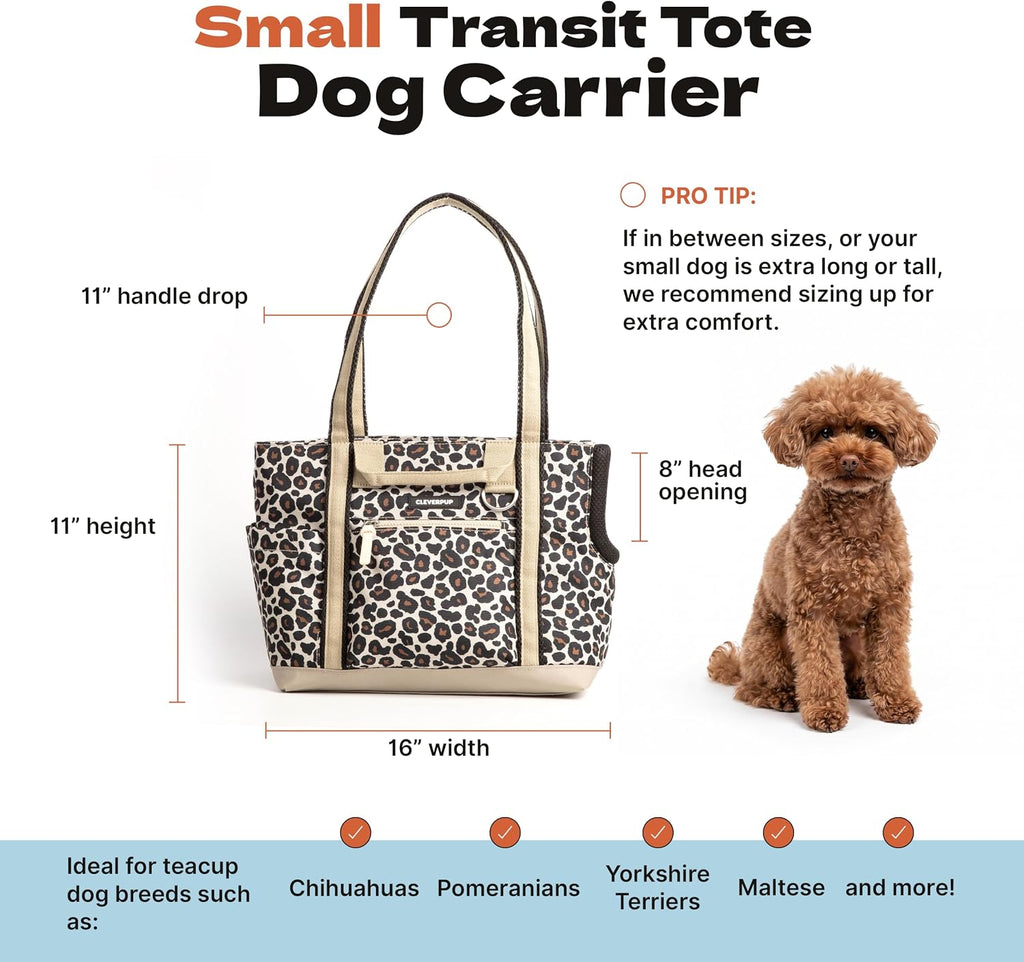 Cleverpup Transit Tote Dog Carrier 4-Piece Set - Small, Leopard