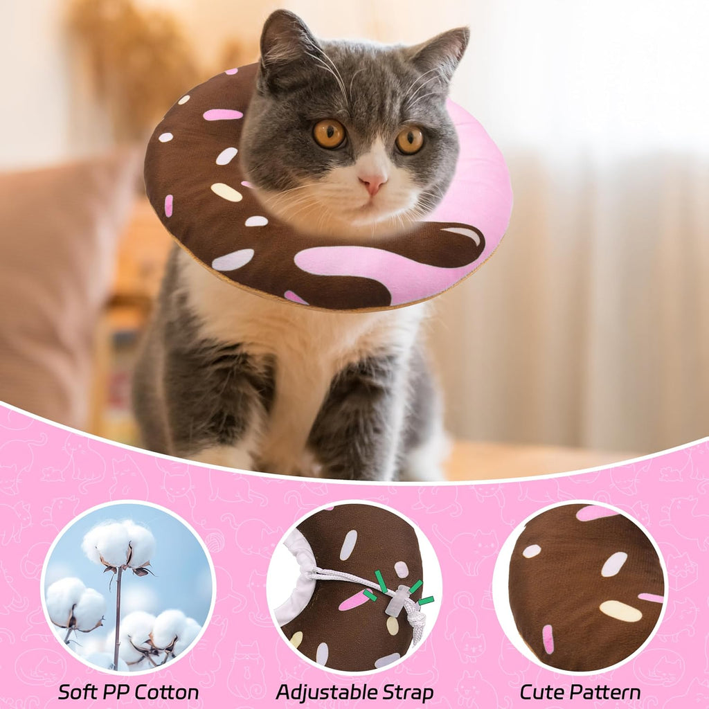 Seyezo Cat Cone Collar Soft, Adjustable Recovery Collar, Chocolate, Small