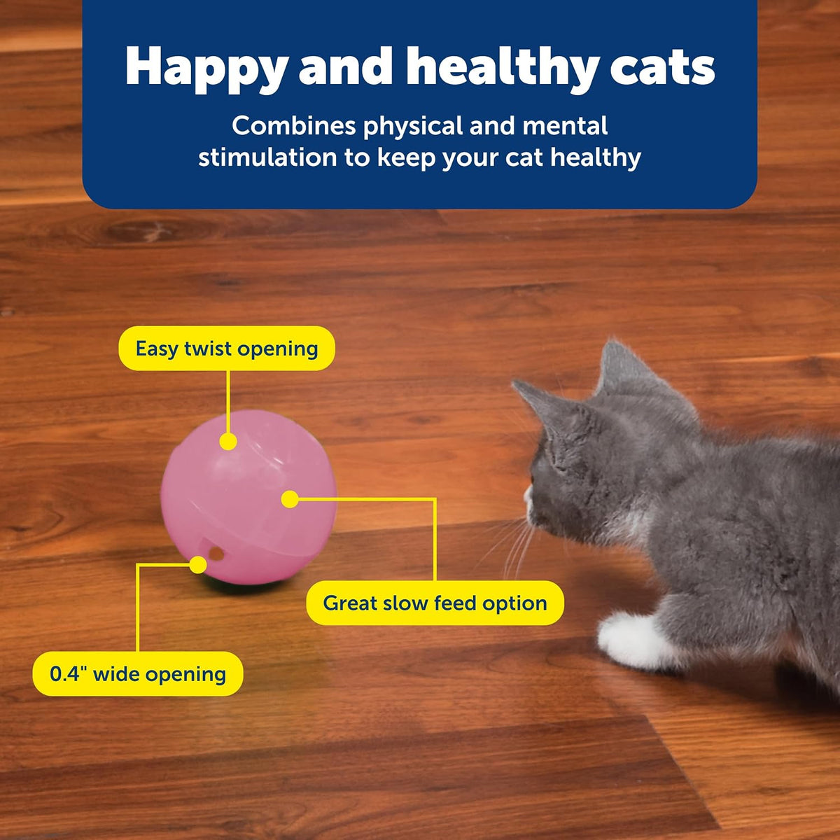 PetSafe Slimcat Feeder Ball Cat Toy, Pink, 1 Count (Pack of 6)