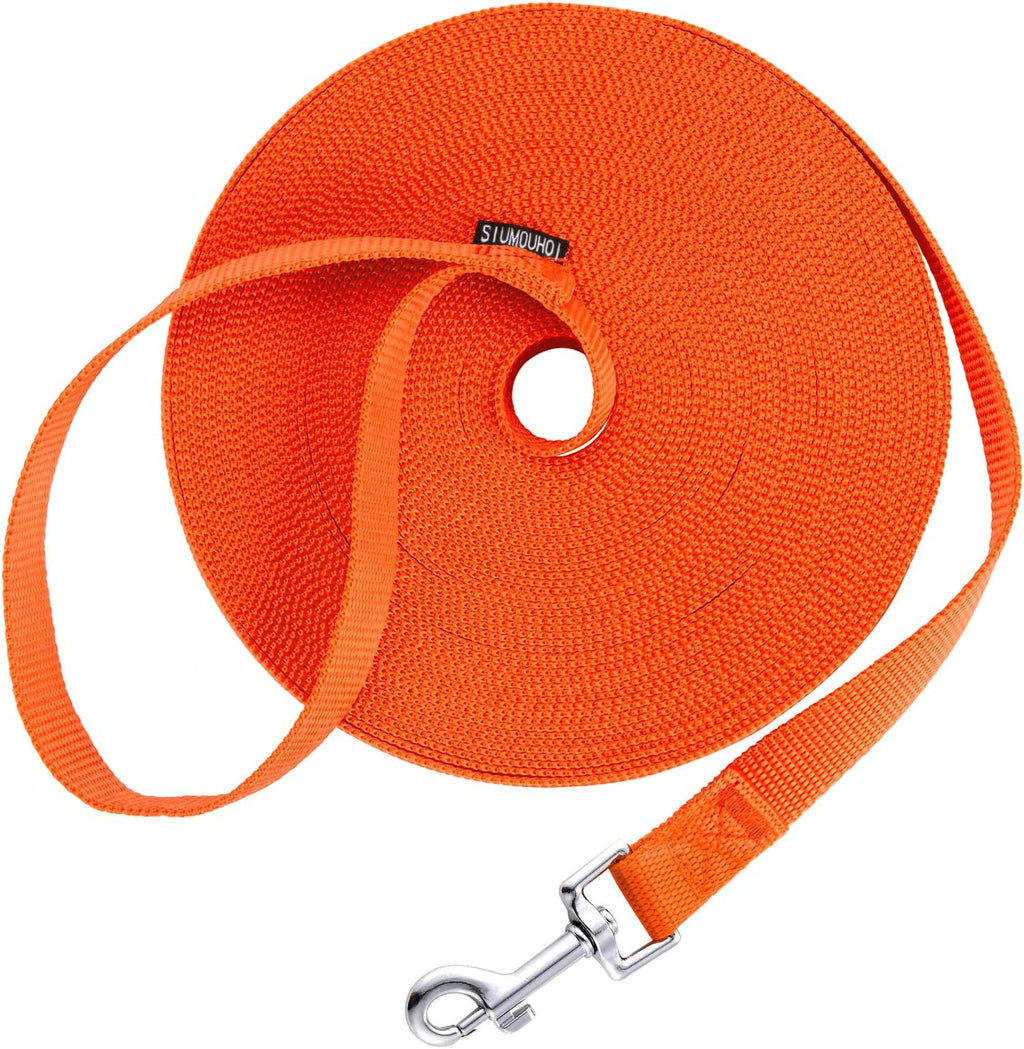 Siumouhoi Dog/Puppy Obedience Recall Training Agility Lead - 15ft 20ft 30ft 50ft Training Leash - Great for Play, Camping, or Backyard - Orange 30ft (30Feet, Orange)