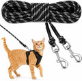 Reflective Cat Long Leash 30 FT, Outdoor Backyard Cat Tie Out Lead, Black