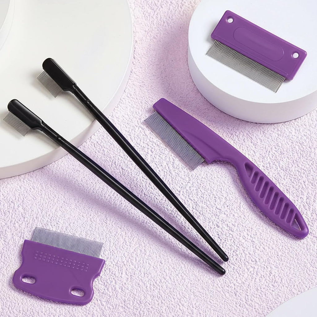 Fullhawl 5 Pcs Dog Eye Combs Tear Stain Remover Combs, Purple, Black