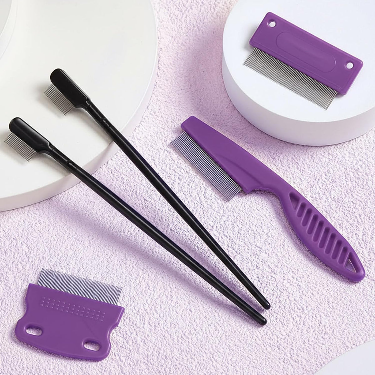 Fullhawl 5 Pcs Dog Eye Combs Tear Stain Remover Combs, Purple, Black