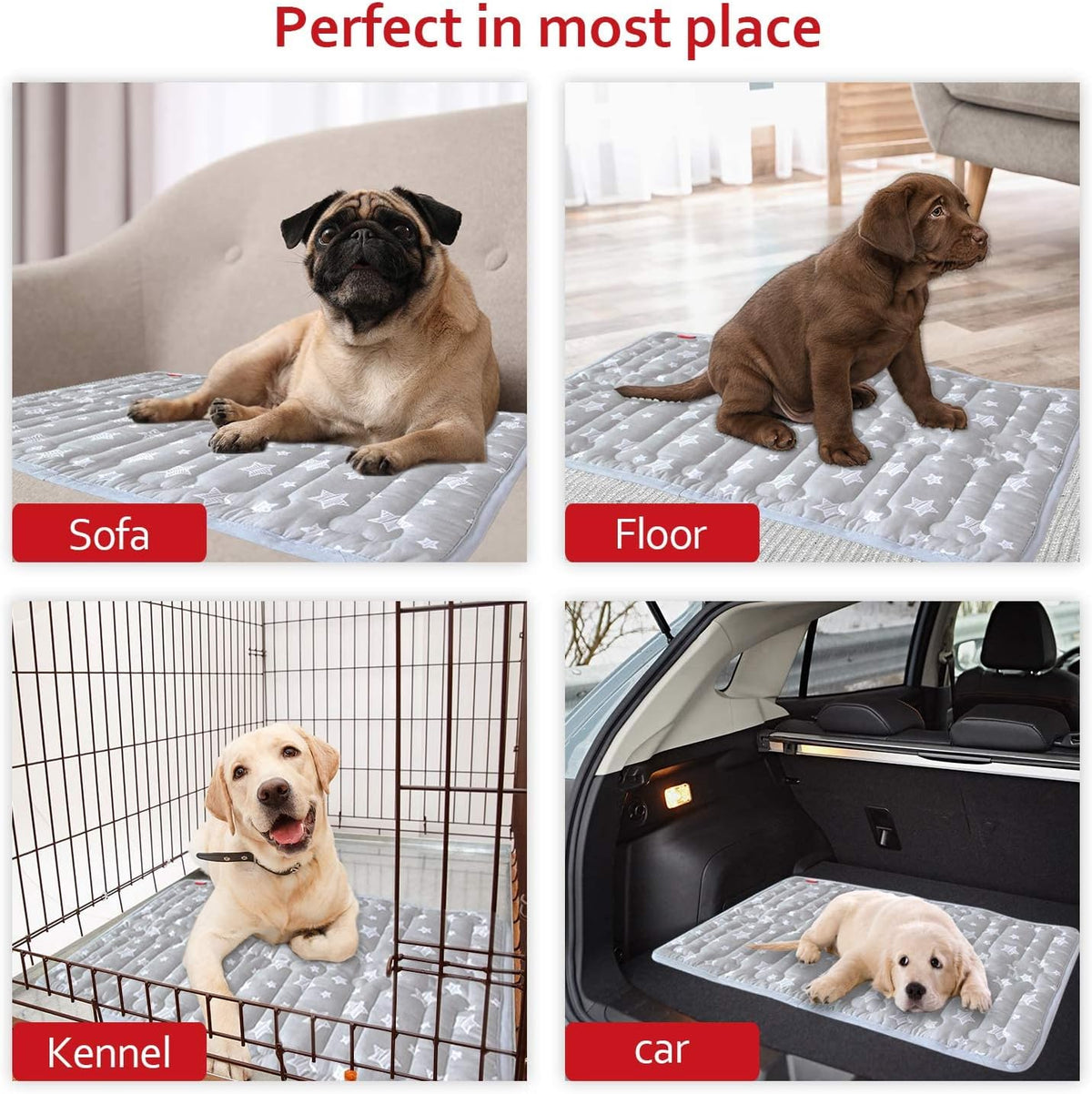 Dog Crate Mat (24" X 18"), Soft Dog Bed Pad Mat with Cute Prints