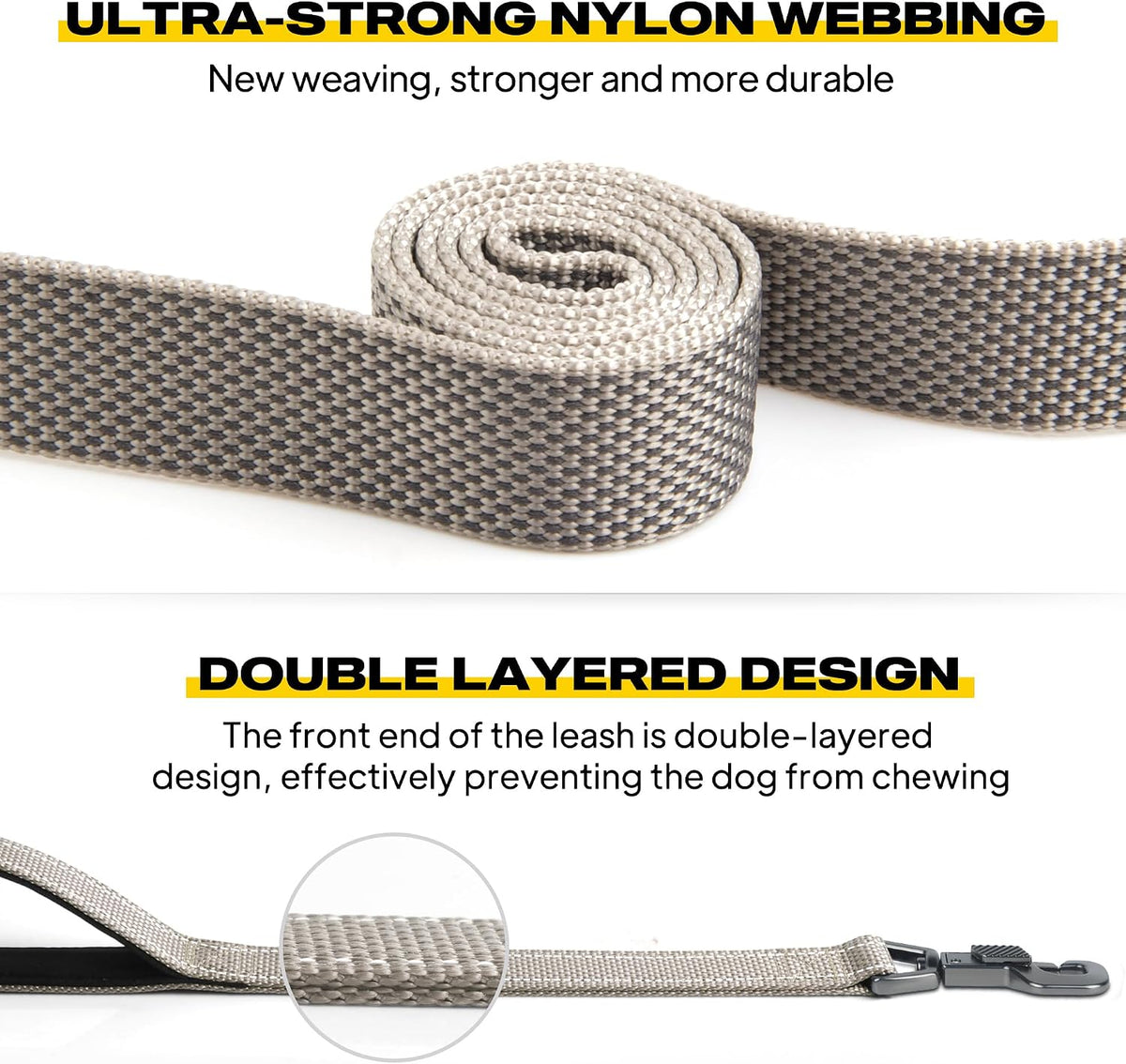 Fida Heavy Duty Dog Leash for Medium Large Dogs, 6 FT, Dual Padded Handles