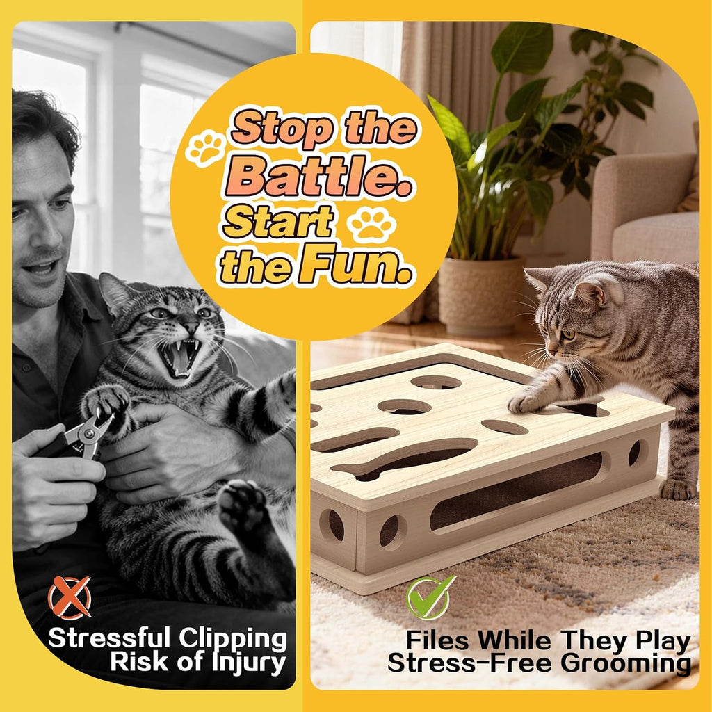 Cat Scratch Puzzle Enrichment Box, Interactive Cat Puzzle Toy Box