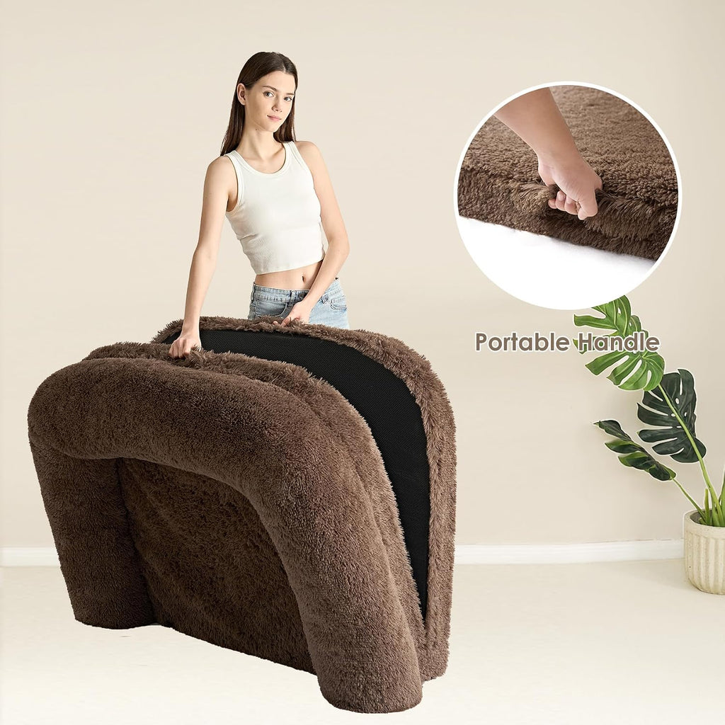 EHEYCIGA Orthopedic Foldable Human Dog Bed - 72x44x11, Brown