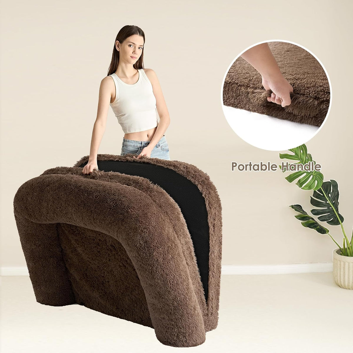 EHEYCIGA Orthopedic Foldable Human Dog Bed - 72x44x11, Brown
