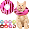 Cat Cone Collar Soft, Cute Cat Donut Collar After Surgery, Adjustable Kitten Recovery Cones to Stop Licking, Lightweight Neck Elizabethan Collars for Cats Kittens (Chocolate Pink, Small)