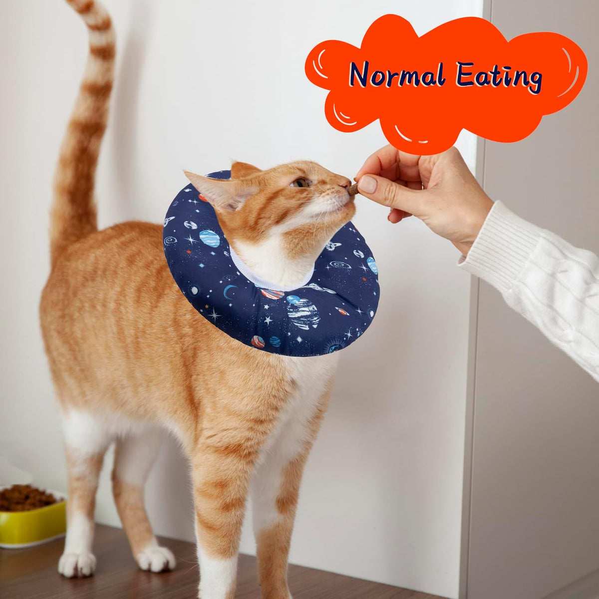 Seyezo Cat Cone Collar Soft, Adjustable Cat Recovery Cone, Planet, L