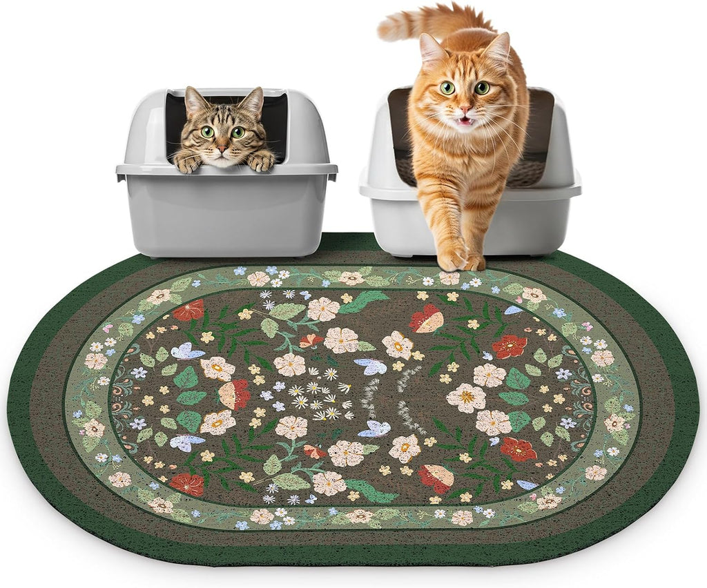 Bienbee Cat Litter Mat, 33" x 22" Dense Trapping Mesh for Litter Boxes | Litter Box Mat with PVC Mesh, Waterproof &Urineproof, Non-Slip Grip, Soft On Kitty Paws and Easy to Clean to Protect Floor
