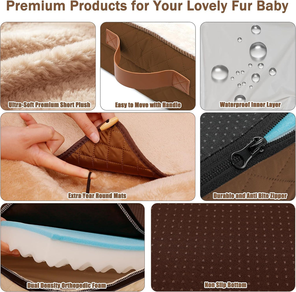 Dog Bed with Reusable Potty Pad - 44.5" x 33.5" x 6.7" Brown