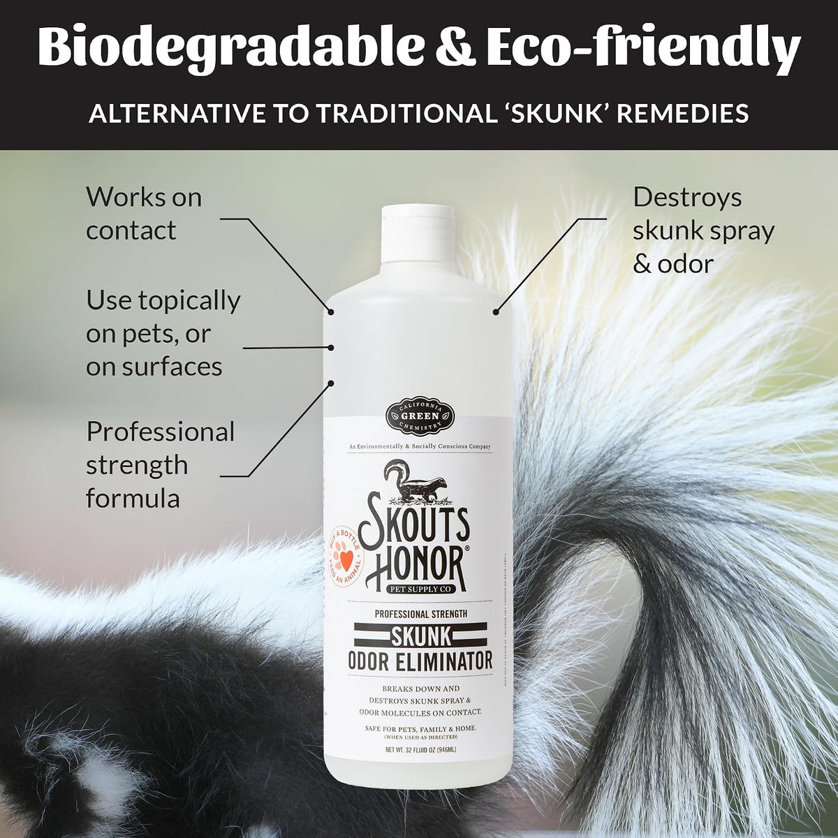 SKOUT'S HONOR Skunk Odor Eliminator for Pets, 32 oz