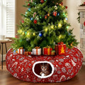 Cat Tunnel Christmas Tree Skirt Cat Donut Tunnel Bed, Gift Box