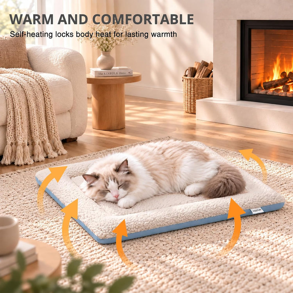 Dog Crate Pad 35" x 24" Self Warming Pet Bed for Medium Dogs, Gray