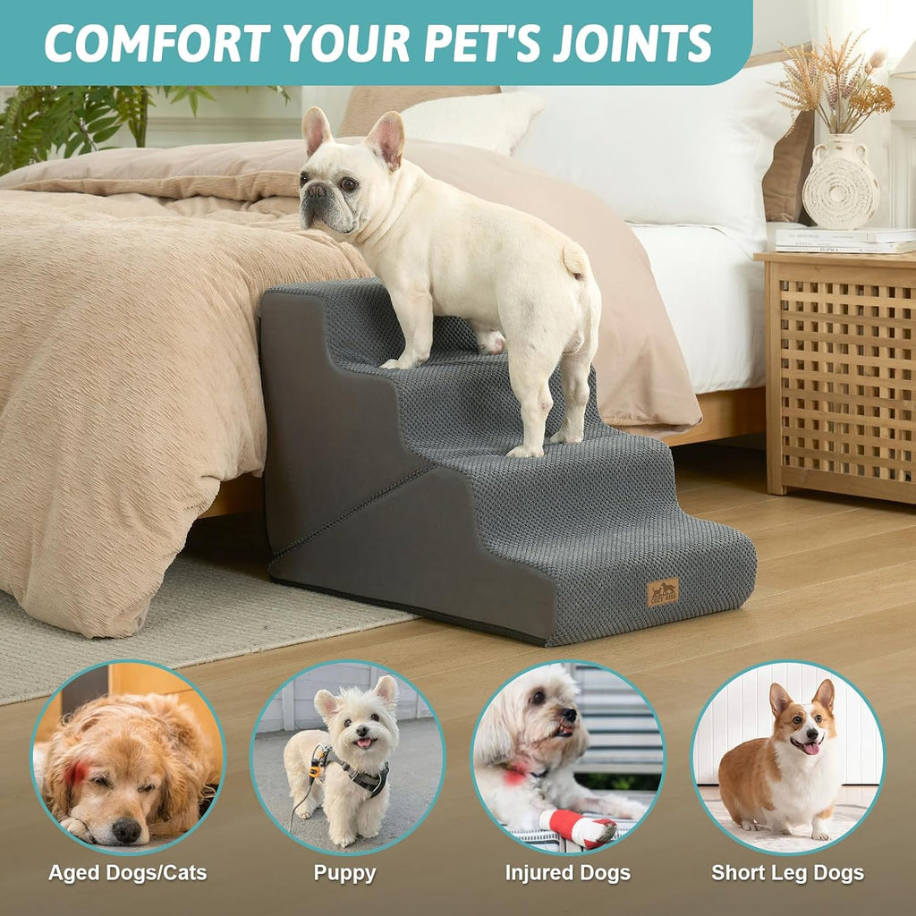 COZY KISS Dog Stairs for Small Dogs, 4-Step 2-in-1 Dog Steps,19.7" H