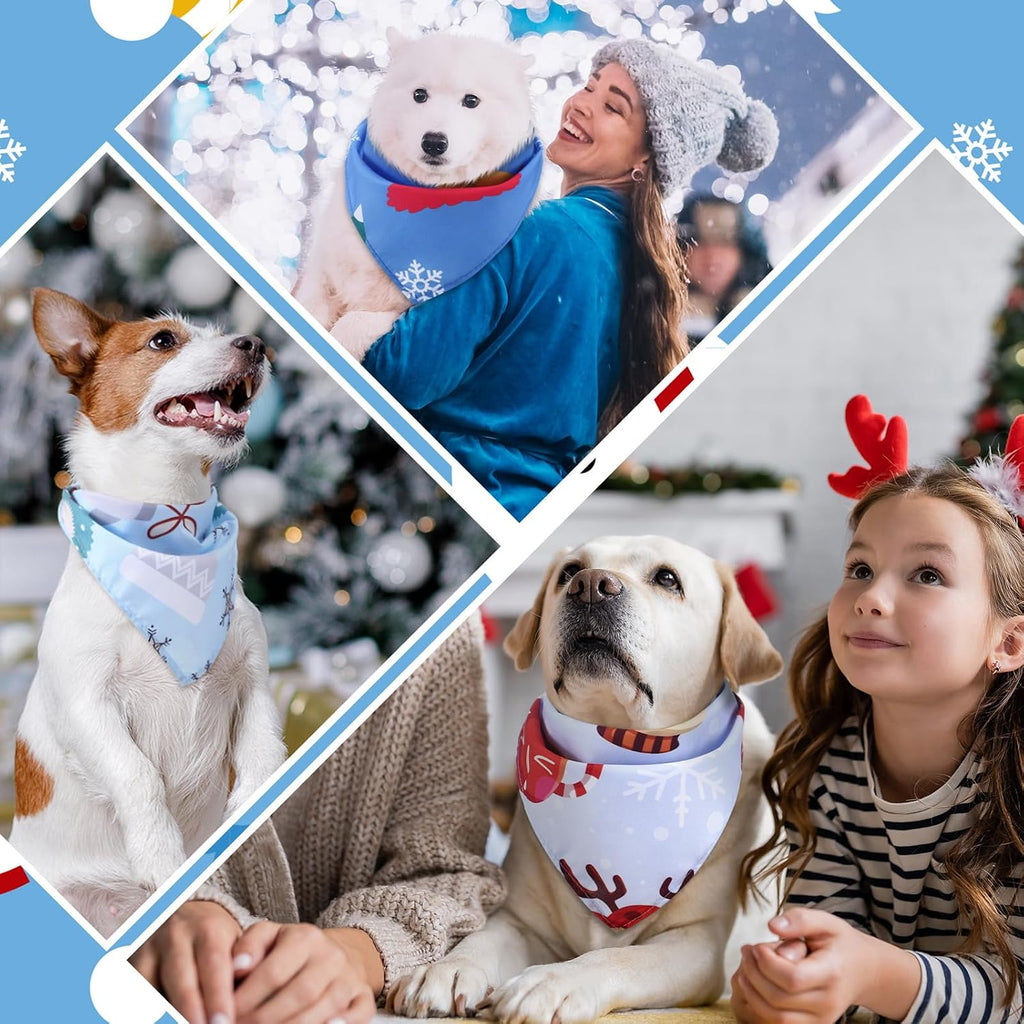 Huhumy 100 Pcs Winter Dog Bandanas Bulk Snowflake Bandanas for Dogs