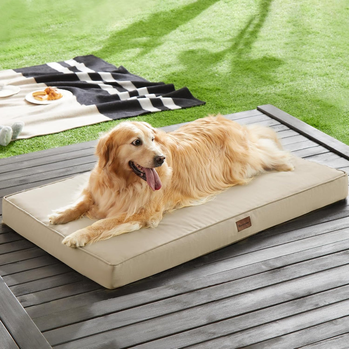 BFPETHOME Outdoor Waterproof Dog Bed for Large Dogs, Washable Cover, 42"