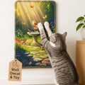Wall Art Cat Scratcher - Decorative Wall Mounted Cat Scratcher with Removable Decal - Wall Scratch Pad for Cats with Sisal Cat Scratcher - Large Protective Wall Scratchers for Indoor Cats