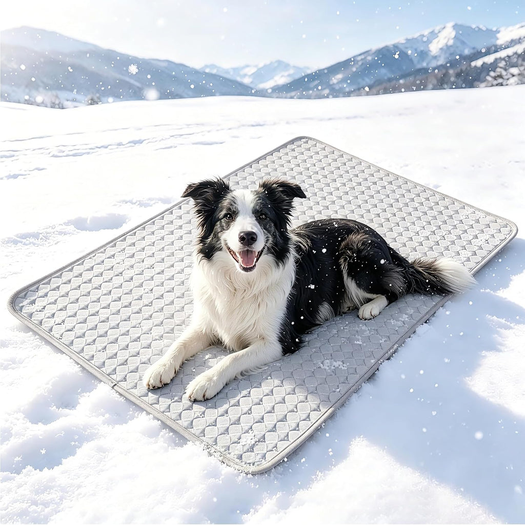 Summer Cooling Mat for Dogs and cats, Non-Slip Ice Silk Self Coo Mat for Medium and Large Pets,Non-Toxic,Scratch-Proof and Washable Sleeping Pad for Bed, Crate,Indoor,Outdoor, Car Seats, 40"x28"Grey
