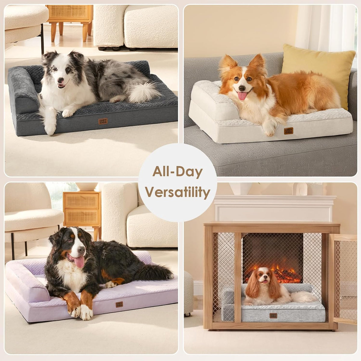 EHEYCIGA Orthopedic Dog Bed Medium Size, Memory Foam Dog Bed, Lilac
