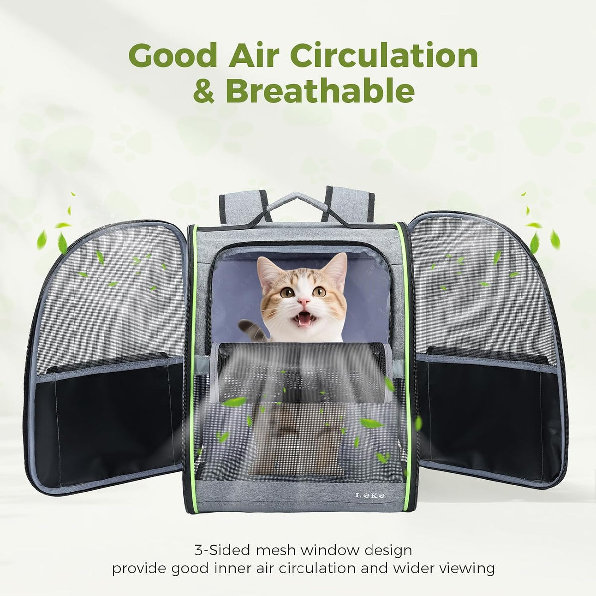 Lekereise Cat Backpack Carriers, Dog Carrier Backpacks with Breathable Mesh for Small Medium Large Cats Dogs Puppy Up to 25 Lbs, Pet Foldable Carrying Backpack Ventilated for Travel Hiking Collapsible