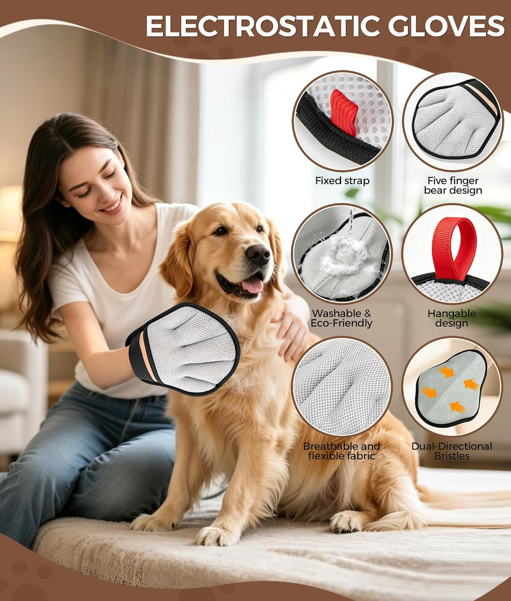 Pet Hair Removal Glove for Dogs & Cats, Magic Pet Hair Remover for Furniture Carpet Clothes Laundry, Reusable Multi-Surface Cleaning Tool, 1 Pack, Grey