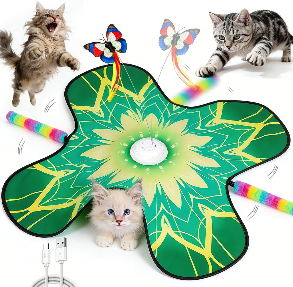 Interactive Indoor Cats Toy, Rechargeable Touch Automatic Hide and Seek Mat