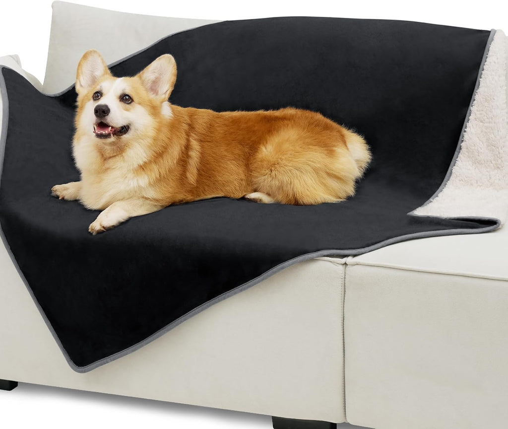 Bedsure Waterproof Dog Blankets for Large Dogs Sherpa Fleece Throw, 40X50