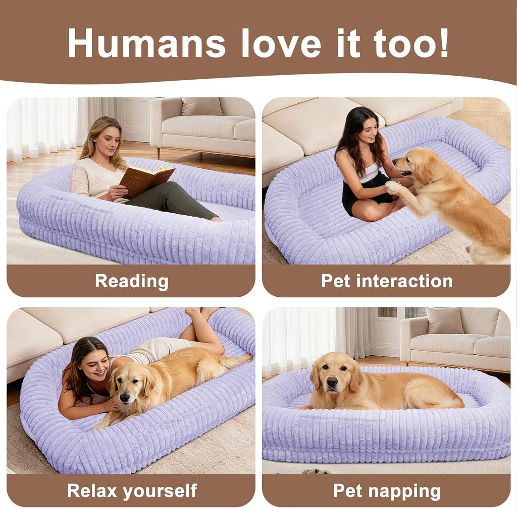 Human Dog Bed for Adult,Large Human Size Dog Bed 70"x38"x10"