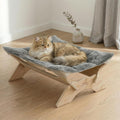 JSPYFITS Elevated Cat Bed Hammock, Raised Cat Bed with Dual-Sided Plush & Linen Cushion, Machine Washable & Breathable Cover Tool Free Easy Assembly, up to 66Lbs (Gray)