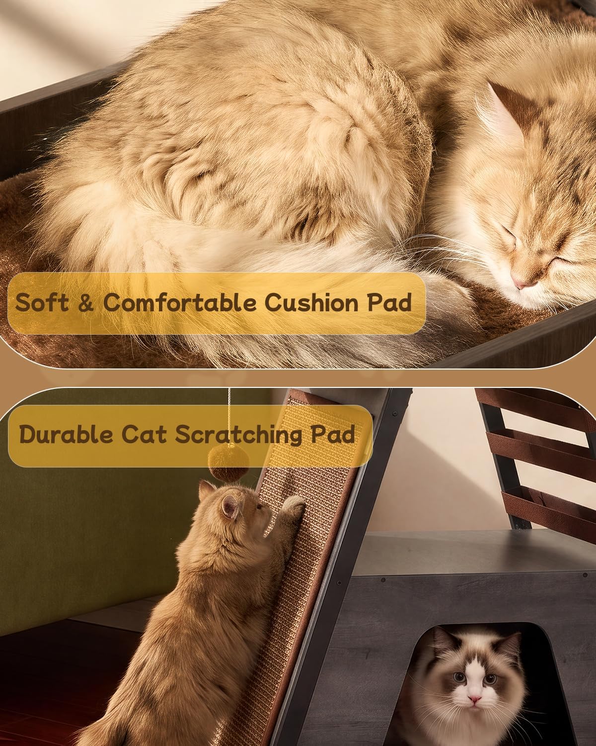FourFurPets 72.4" Modern Cat Tree for Indoor Cats, Multi-Level Cat Condo