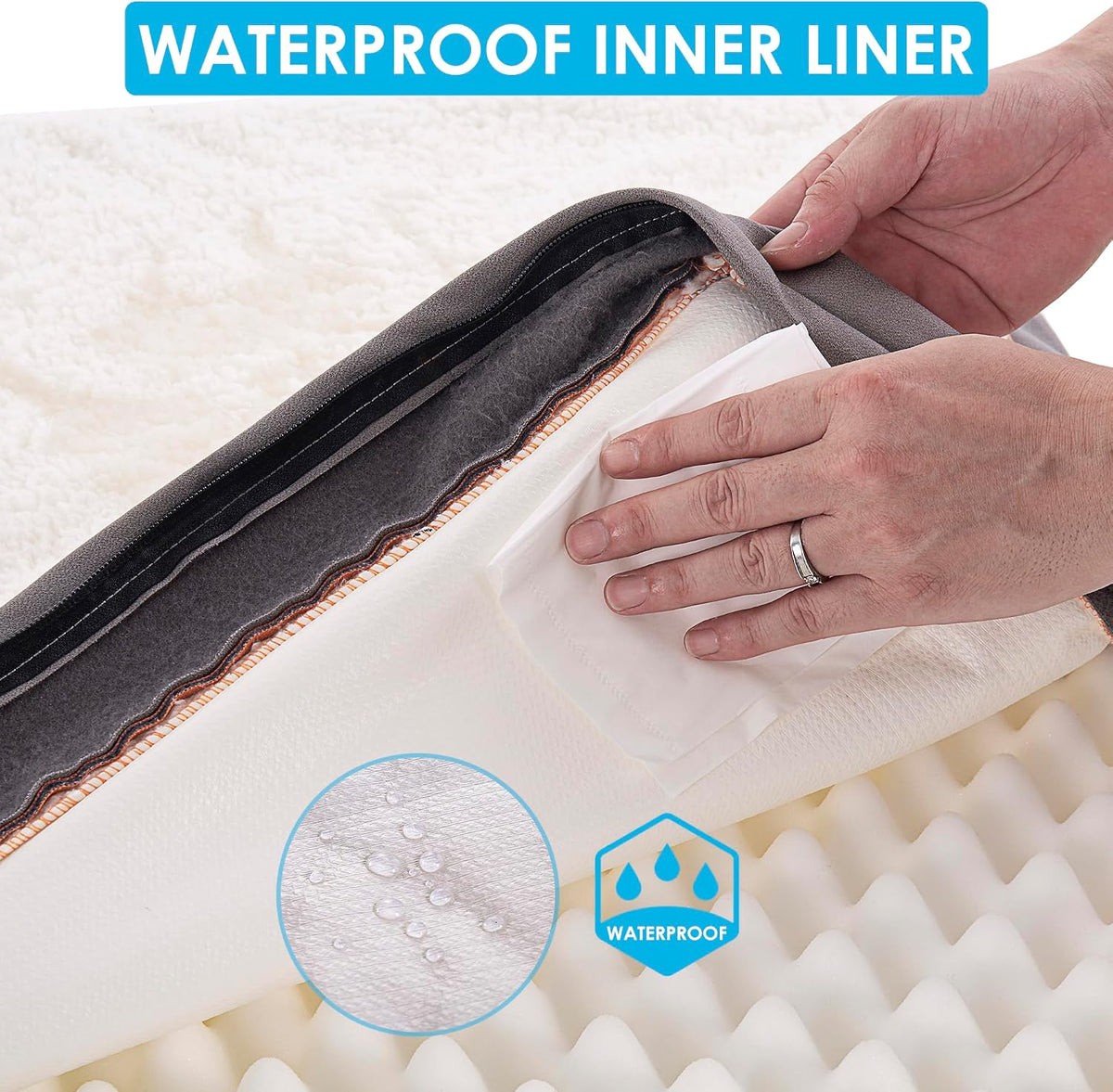 Sunheir Washable Orthopedic Medium Dog Bed, Large Waterproof Dog Crate Bed