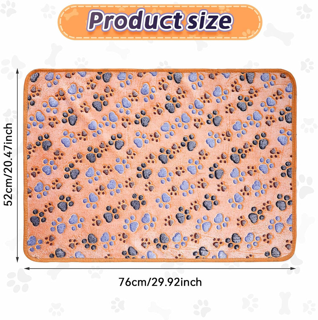 Tatuo 4 Pcs Fleece Dog Blankets for Puppy Cat, Coffee, 30 x 20.5 in, Paw
