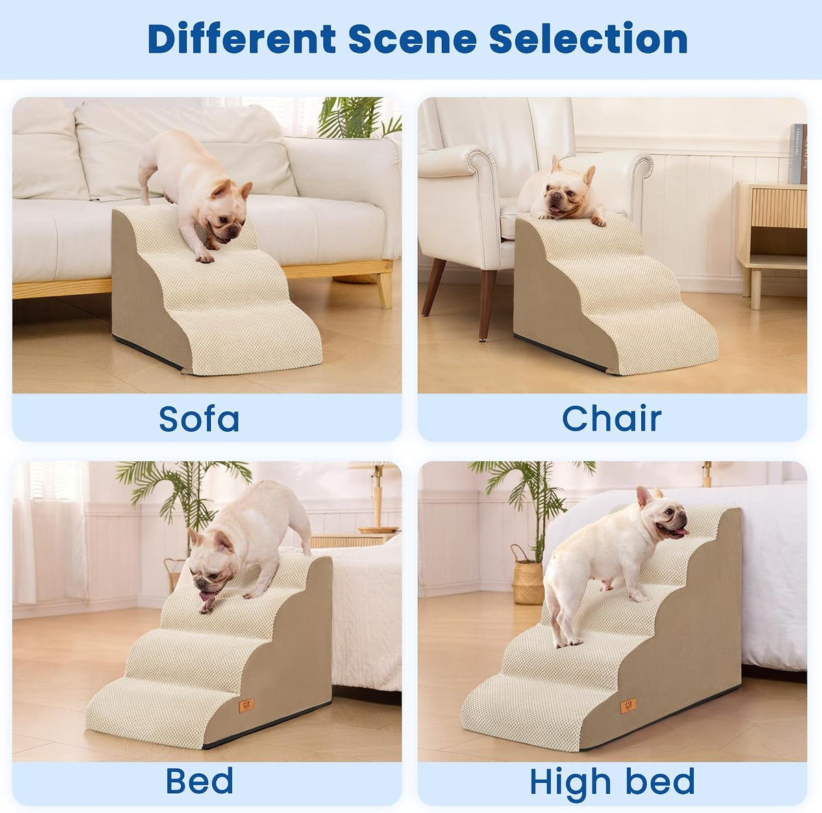 5 Step Dog Stairs for High Bed,Non-Slip Pet Ramp for Small Dogs and Cats