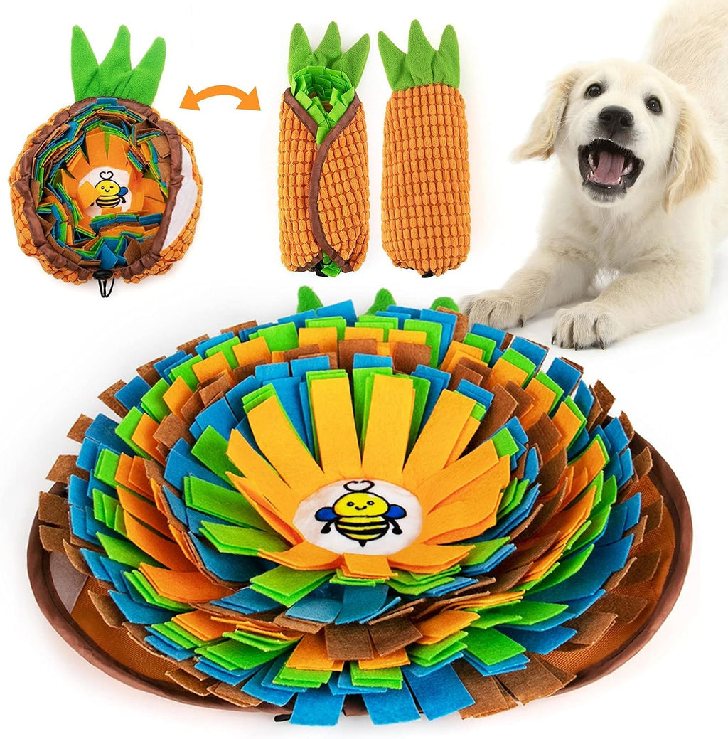 AWOOF Pet Snuffle Mat for Dogs, Interactive Feed Game for Boredom, Encourages Natural Foraging Skills for Cats Dogs Bowl Travel Use, Dog Treat Dispenser Indoor Outdoor Stress Relief (Orange)