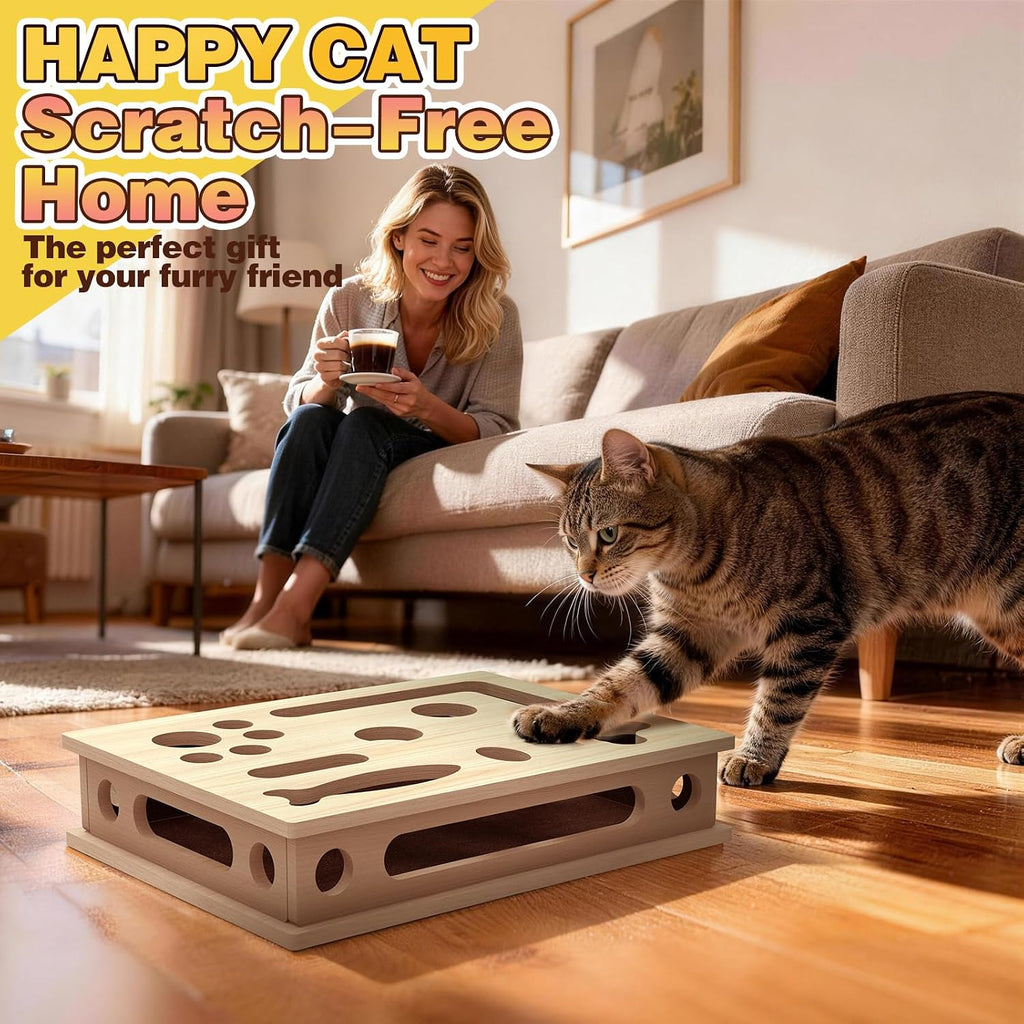 Cat Scratch Puzzle Enrichment Box, Interactive Cat Puzzle Toy Box
