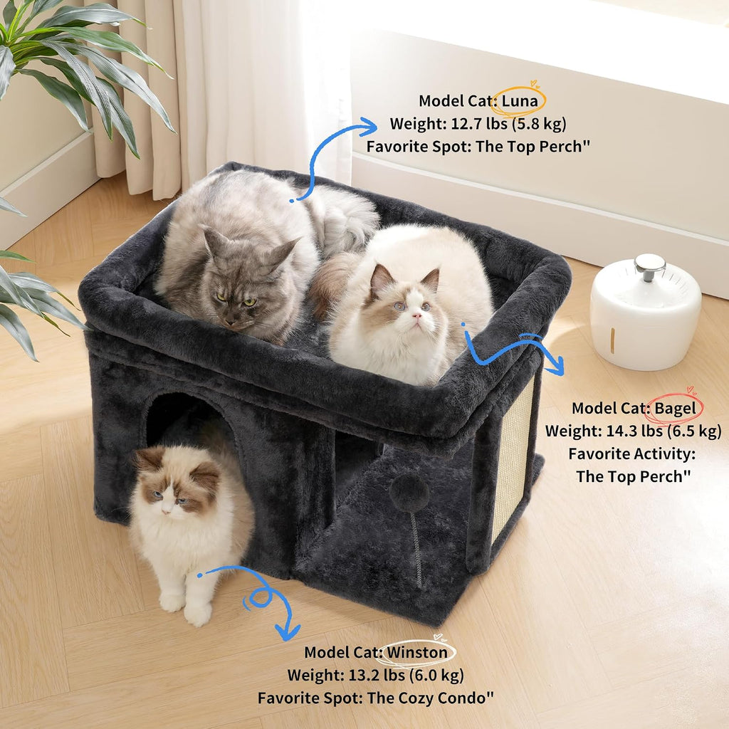 Heybly Cat Tree, 14" Cat Tower with Large Cat Bed & Condo HCT203SG