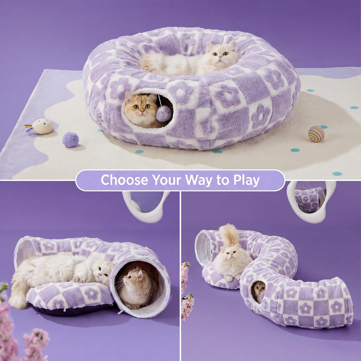 Lesure Donut Cute Jacquard Cat Tunnel Bed Kitten Toys for Puppy Bunny