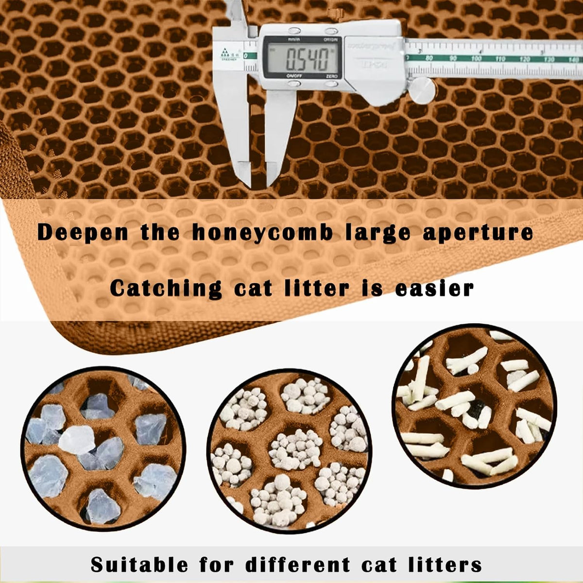 Cat Litter Mat, Double Layer Cat Litter Box Mat (30x22 Inch, Brown)