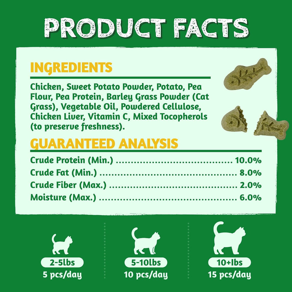 Just Try 16 oz Feline Grass Treats Chicken Flavor Hairball Treats for Cats