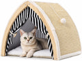 Cat House, Cat Beds for Indoor Cats, Cat Scratchers with Sisal Scratching Board, Cat Scratcher Bed with Fluffy Ball Hanging, Cat Condo 20x16x16 inches