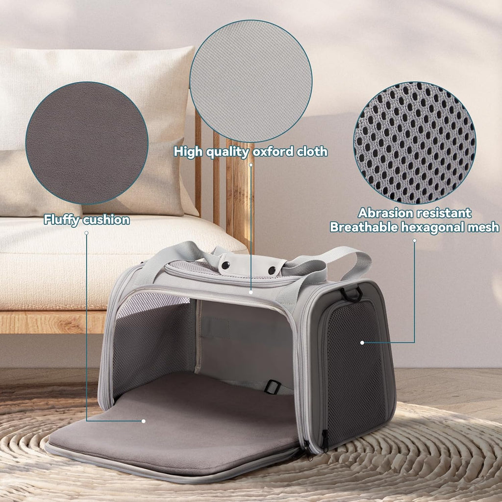 PETSFIT Cat Carrier, Grey, Small and Medium Cats Under 12 Lbs
