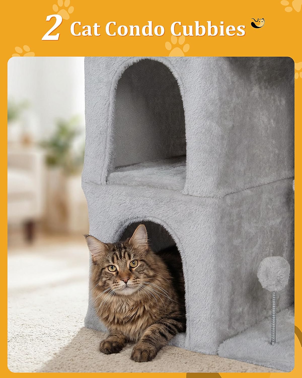 Aechonow Cat Tree for Large Cat,2 Cozy Cat Condo House for Large & Fat Cats
