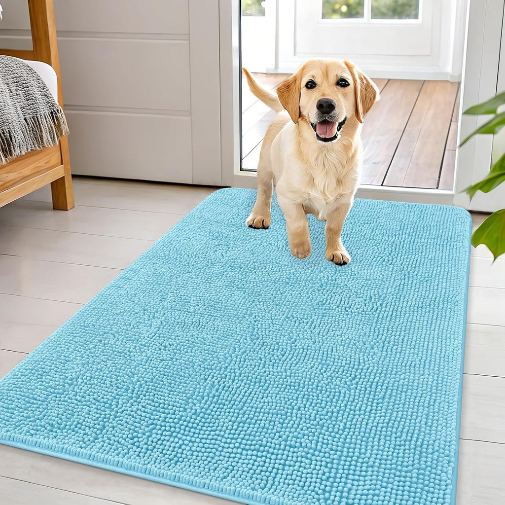 OLANLY Dog Door Mat for Muddy Paws 44x32, Super Absorbent Chenille Mud Mat
