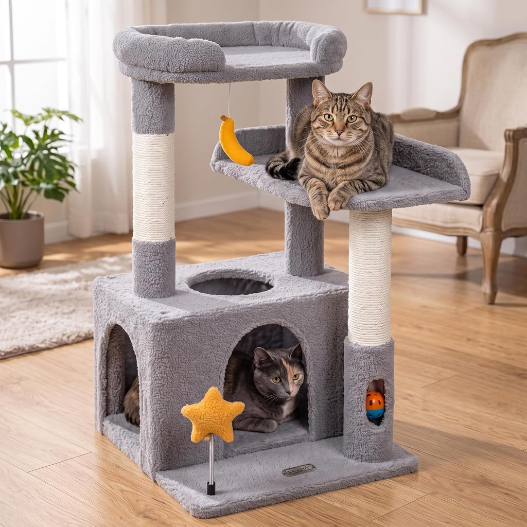 Small Cat Tree for Kittens, 30" Compact Cat Tower with Wide Base