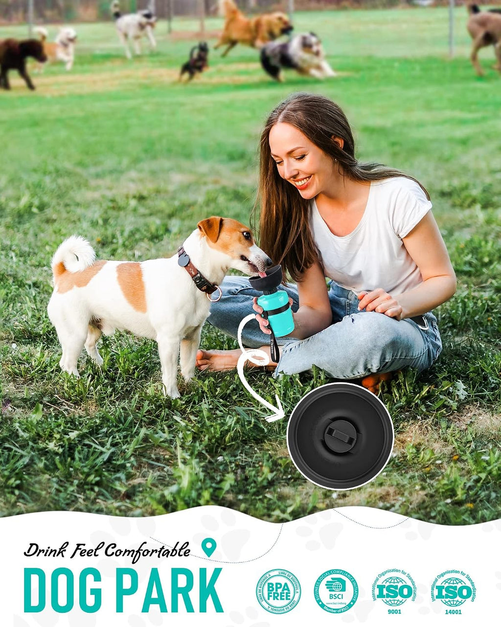 lesotc Dog Water Bottle, Portable Water Dispenser with Bowl, Leak Proof Pet Travel Squeeze Bottle, Puppy Essentials Dog Stuff Accessories for Outdoor Walking, Hiking, Camping 