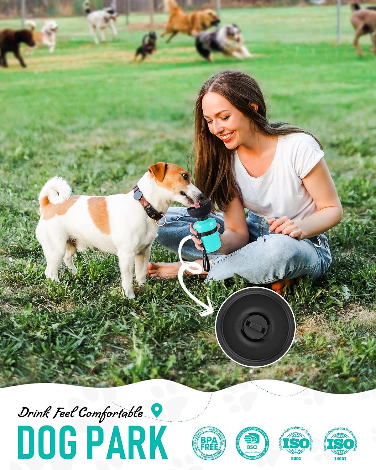 lesotc Dog Water Bottle, Portable Water Dispenser with Bowl, Leak Proof Pet Travel Squeeze Bottle, Puppy Essentials Dog Stuff Accessories for Outdoor Walking, Hiking, Camping 